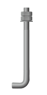 Болт Фундаментный изогнутый 1.2 М 24х750 ГОСТ 24379.1-2012 (Шпилька 40Х, 2гайки ст.20 + 1 шайба ст.2