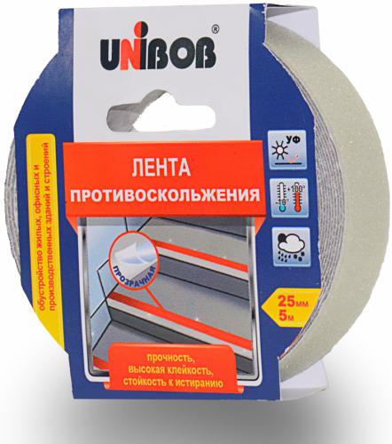Клейкая лента противоскольжения UNIBOB 25мм х 5м, прозрачный