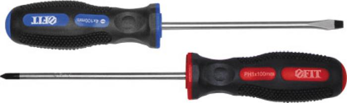 Отвертка шлиц, CrV 6х100 мм контурная  FIT   55204